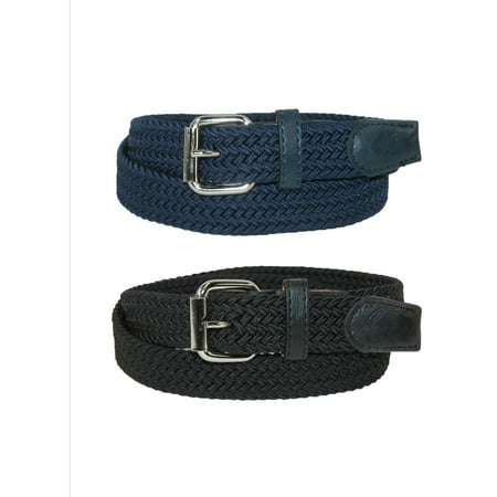 8 Kids Accessories Belts - CTM Kids' Elastic Braided Stretch Belt (Pack of 2 Colors)