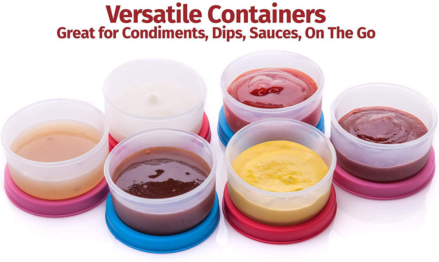 Freshmage Condiment Containers with Lids, Set of 6 2.7-oz Sauce Containers  with Airtight Leakproof Locking Lids, BPA-Free Stackable Salad Dressing