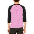 thumbnail image 2 of Pastel Strawberry Sprinkles Mens Raglan T Shirt Light Pink LG, 2 of 2