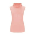 thumbnail image 5 of Pincandy Women Sleeveless Mock Turtleneck Tank Tops Slim Fit Stretchy Layer Tee Shirts Casual Solid Color Basic T-Shirt,Pink,XXXXXL, 5 of 9
