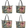 thumbnail image 2 of Kuiaobaty Hummingbird Print Tote Purse for Women, Hibiscus Print Leather Satchel Handbag with Adjustable Strap, Zipper Pockets Handbag and Purse Set for Travel & Shopping, 2 of 7