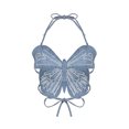 thumbnail image 4 of Franhais Women Halter Neck Camisole, Blue Butterfly-shaped Backless Tie-up Vest, 4 of 9