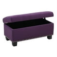 thumbnail image 5 of Partner Furniture 35.5" Rectangle Fine Linen Tufted Storage Ottoman in Purple, 5 of 9