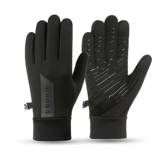 Men's Winter Ski Gloves Waterproof Windproof Anti-Slip Thicken Thermal Touchscreen Outdoor Cycling Glove (XL, Black)