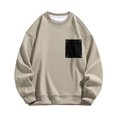 thumbnail image 3 of UVEASISHA Mens Oversized Crewneck Sweatshirts Fall Fashion Loose Pullover Tops Casual Long Sleeve Drop Shoulder Sweatshirt without Hood Beige M, 3 of 4