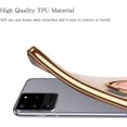 thumbnail image 3 of Designed for Samsung Galaxy S21 Ultra 5G Case 6.8 in 2021, Soft Silicone TPU Edge Plating Finger Ring Holder Kickstand Shockproof Protective Bumper Cover - Beige, 3 of 14