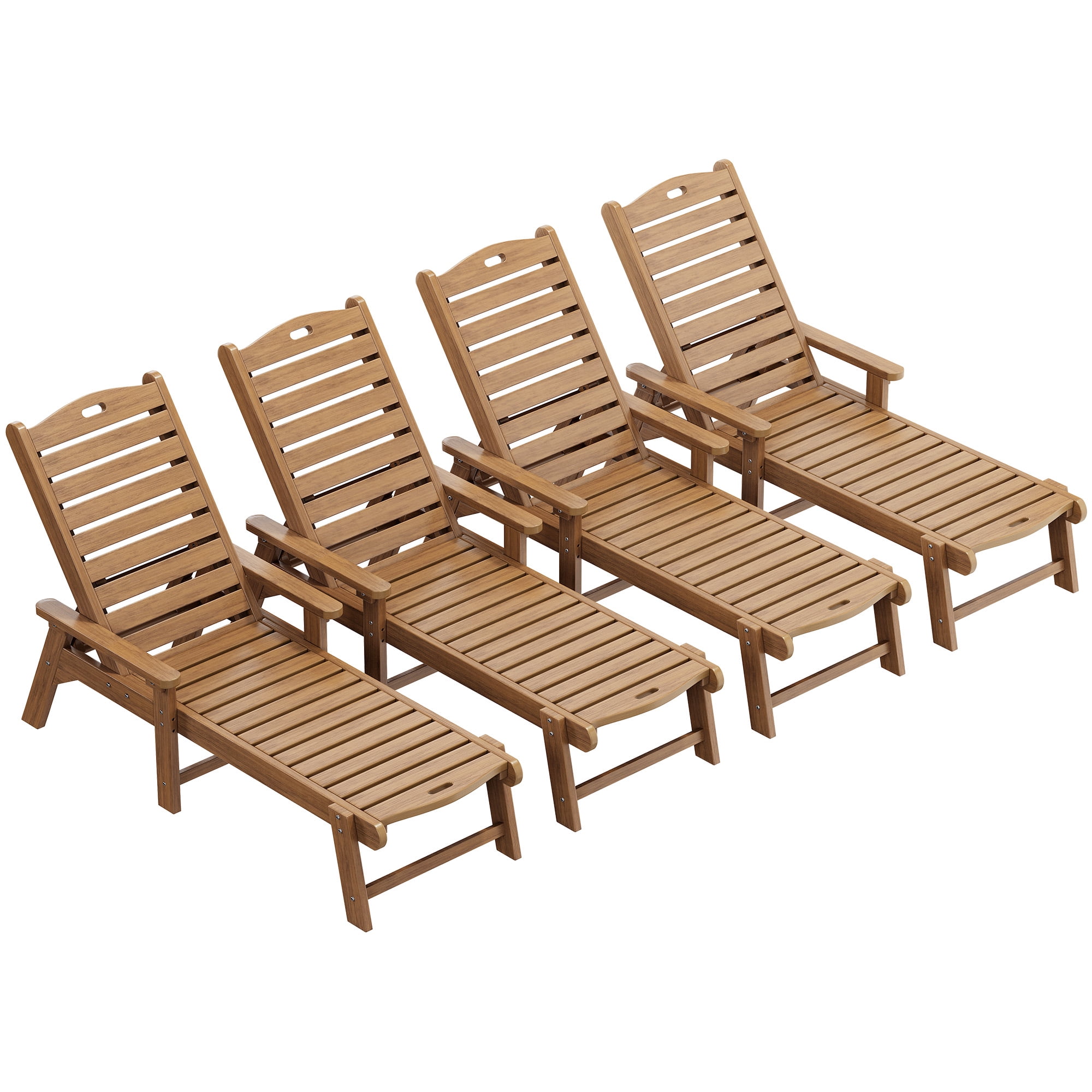 Uforic 4 Pcs Outdoor Chaise Lounge Chairs with Adjustable Backrest, Heavy Duty Hips Resin Patio Lounger with Wide Armrest