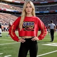 thumbnail image 5 of Craaazy Women's Loose Baseball Game Print Casual Cropped Round Neck Long Sleeved T-shirts Gifts, 5 of 5