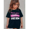 thumbnail image 1 of BACK OFF J'ai un Papa Fou... T-shirt à Manches Courtes Col Rond Imprimé Chandail Polyvalent pour Filles Été Extérieur, 1 of 7