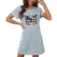 thumbnail image 2 of WREESH Women's Fashion Nightgown: Oversized Short T-Shirt Dress with 4th of July Theme Print Crew Neck Ideal for Summer Comfort Blue, 2 of 7