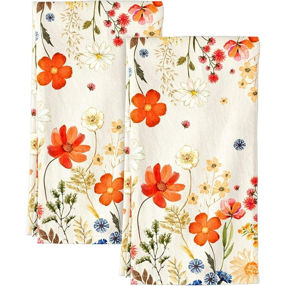 Flour Sack Kitchen Towels Set of 2-18x26 Cotton Dish Towels with Hanging Loop Reusable Tea Towel for Cleaning Spring Absorbent Dishcloths Cute Home Decor Housewarming, Lemon Birds