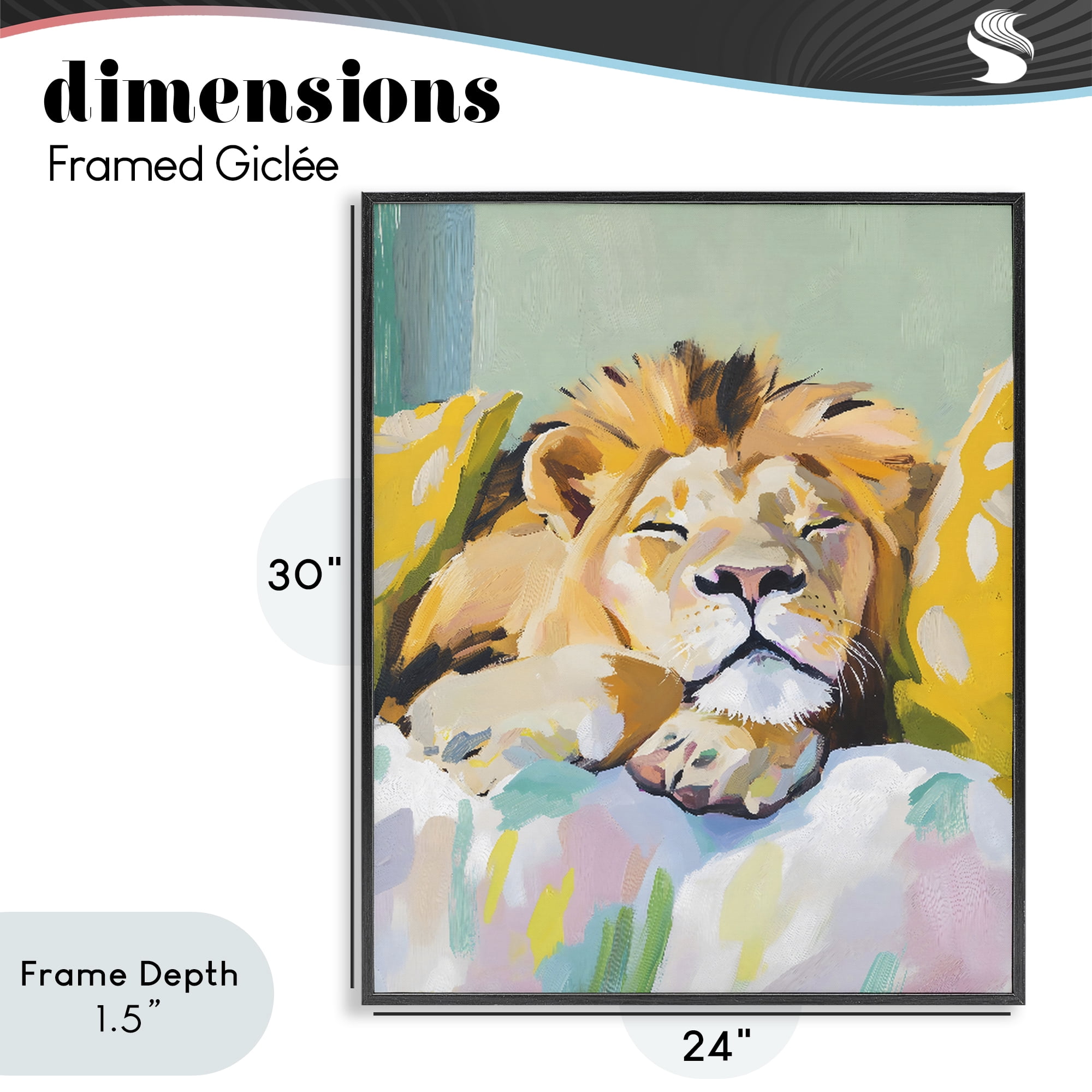 Stupell Industries Sleeping Lion on Pastel Pillows Black Framed Giclee Art, design by The Prints Vibe