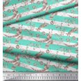 thumbnail image 2 of Soimoi Green Rayon Fabric Star & Swirls Stripe Printed Craft Fabric by the Yard 56 Inch Wide, 2 of 3