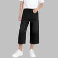 thumbnail image 6 of Kids Unisex Elastic Waist Cropped Denim Pants Boys Girls Casual Loose Fit Capri Jeans for School 5-15Y, 6 of 6