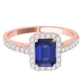 thumbnail image 2 of Mauli Jewels Rings for Women 0.75 Carat Stylish Look Diamond And Emerald Shape Tanzanite Ring 4-prong 10k Rose Gold, 2 of 6