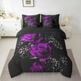 thumbnail image 2 of Manfei Dreamy Purple Flower Bedding Comforter Set 7pcs, Rose Floral Queen Bedding Sets, Romantic Anniversary Reversible Queen Sheet Sets, Ultra Soft Home Decor, 2 of 7