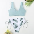 thumbnail image 4 of ibuvkizy Women Bikini Swim Top Tankinis Swimsuits for Women,Fashion Leaf Print Sexy Split Two Piece Swimsuit Padded Swimsuit Tops Ladies Girls Summer, 4 of 4