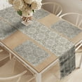 thumbnail image 2 of Ambesonne Vintage Table Runner & Placemats, Medieval Flowers Swirls, Placemat 4 pcs + Runner 16"x72", Tan White, 2 of 2