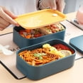 thumbnail image 4 of 1 Set 1600ML Lunch Box Portable Handle Good Sealing Air Vent Leak-Proof Microwavable Double Layer Bento Organizer Office Supply, 4 of 8