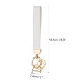 thumbnail image 2 of Uxcell PU Leather Wristlet Keychain Car Key Chain with 2 Key Ring and Anti-Lost D-Ring, White, 2 of 6