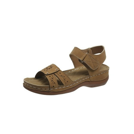 

Rotosw Womens Casual Shoes Open Toe Flat Sandal Hollow Out Sandals Lightweight Summer Shoe Outdoor Nonslip Khaki 8