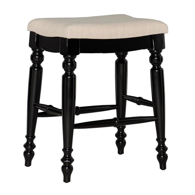 Linon Marino 25" Upholstered Backless Counter Stool in Black Wood