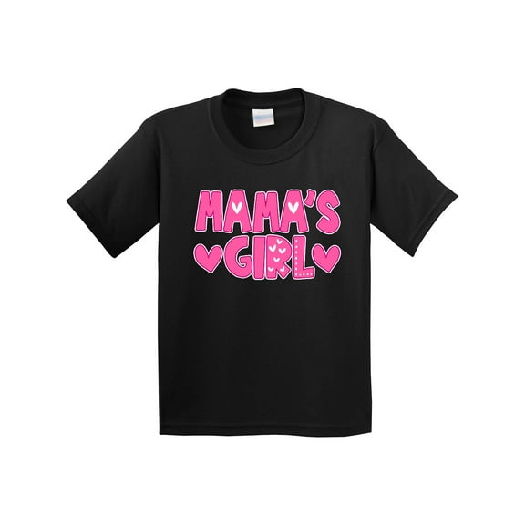 Inktastic Mama's Girl Pink with Hearts Youth T-Shirt