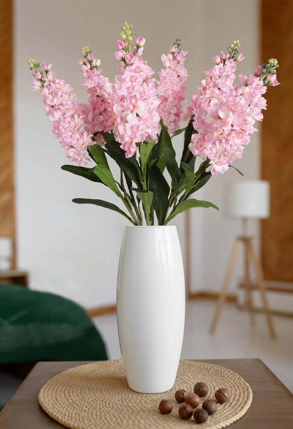 Pink Silk Flowers Snapdragon Artificial Flowers, Antirrhinum Fake Flowers 3.5'' Long Stem Delphinium Faux Flowers Light Pink Flowers for Home Decor Wedding Table Centerpieces (Light Pink)