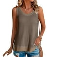 thumbnail image 2 of VEKDONE Womens Summer Fake 2 Piece Tank Tops Sleeveless Patchwork Waffle Tanks Casual Loose Fit Crewneck Pullover Vests Coffee Small, 2 of 6
