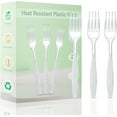 thumbnail image 1 of Plastic Forks 100 Pieces,6.7 Inch Reusable Plastic Forks Transparent and Robust Cutlery Sets for Birthday Party Barbecue Party Wedding ect, 1 of 6