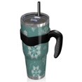 thumbnail image 2 of 40oz Tumbler,Turquoise Christmas Snowflake Pattern Insulated Tumblers with Removable Handle,Stainless Steel Double Vacuum Coffee Tumbler Cup with Straw for Home,Office,Travel,Party, 2 of 5