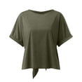 thumbnail image 4 of Ladies Summer Solid Color Versatile Round Neck Back Bow Loose Bat Short Sleeve T Shirt Women Shirts Short Sleeve Womens Loose Tops Casual Running Top Women Womens Athletic Clothes Woman Lose Shirt, 4 of 6