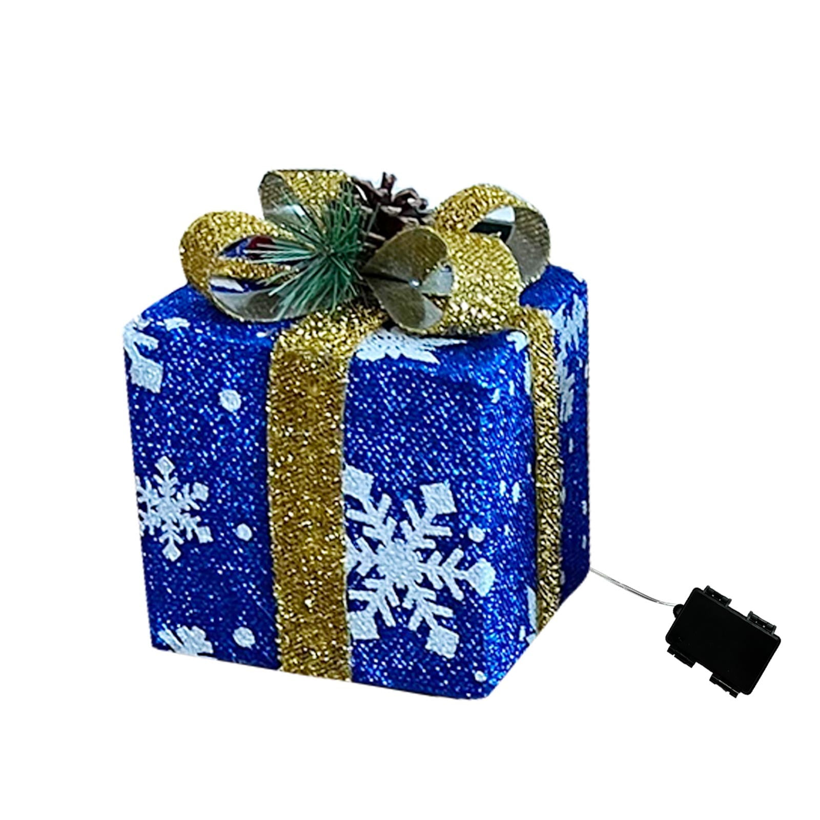 WEPRO Christmas Glowing Decoration Gift Box Ornament With Bow Christmas