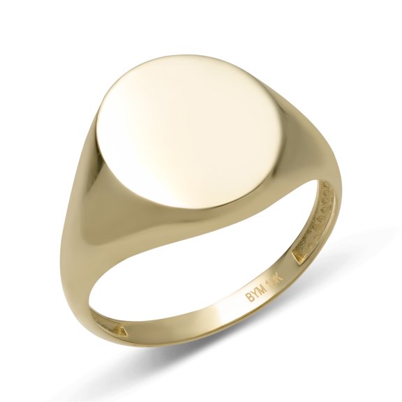 Oval Shiny Signet Unisex Adult Ring 10K Yellow Gold, 2.37Gr - GOLDUM NYC
