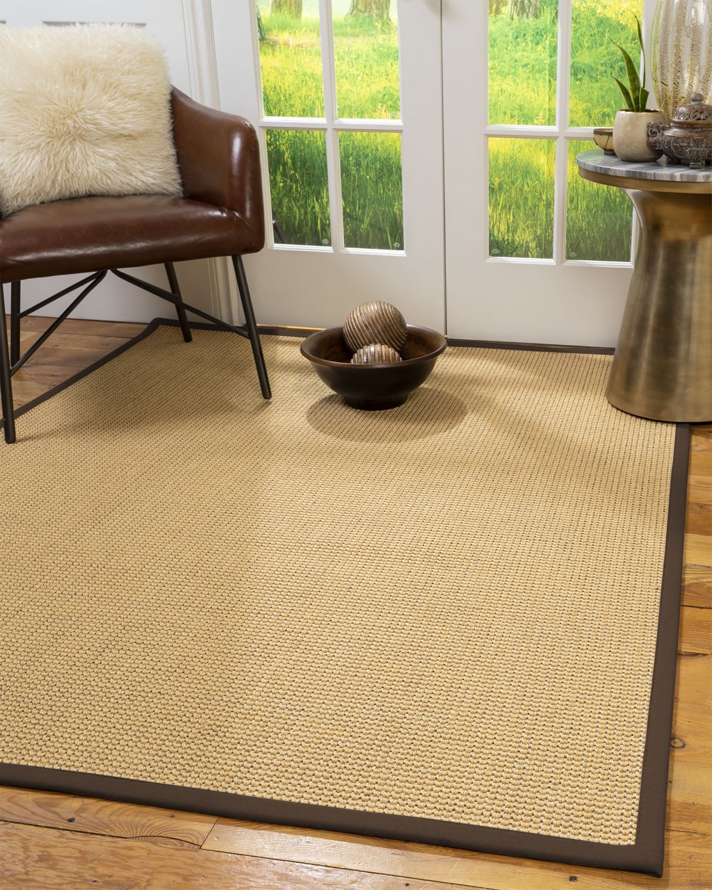 Natural Area Rugs Dubai Custom Sisal Rug, 6' x 9', Oval Fudge Border