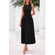 thumbnail image 3 of Vestido PRETTYGARDEN 2025 sin mangas línea A plisado midi negro talla M, 3 of 8