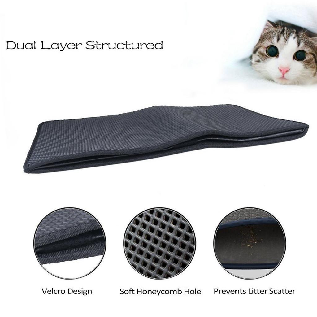 Double Layer Cat Litter Mat, 21.7x14 Inches, Washable, Traps Litter & Keeps Floors Clean