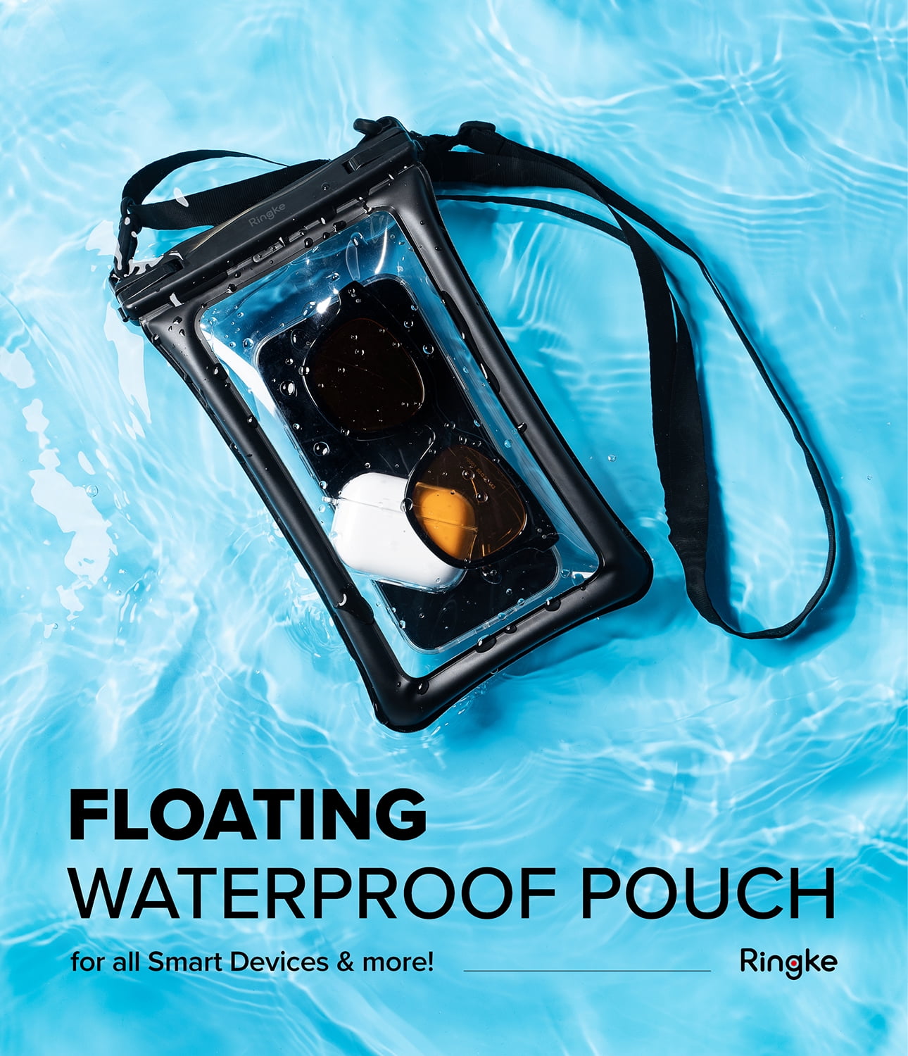Ringke Waterproof Phone Pouch Floating [Air Pockets] Waterproof Phone Case Compatible with iPhone 14 13 12 11 Pro Max Mini, Dry Bag Designed for Samsung Galaxy S23 Ultra Plus Pixel 7 pro - Black