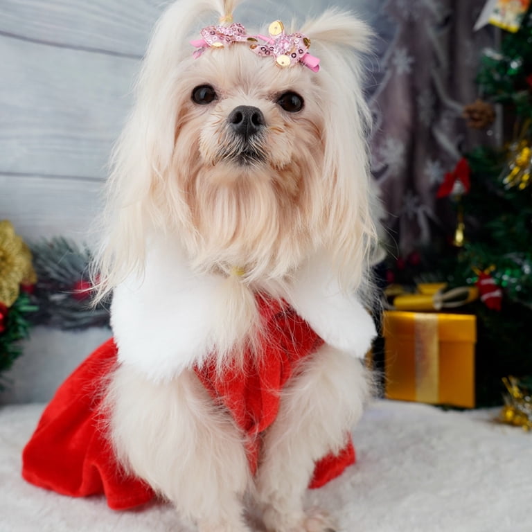 Christmas Dog Dresses Costume Santa Puppy Dress One Piece Pet Apparel Girl Doggies Holiday Party Outfits Christmas Dog Dresses Costume Santa Puppy Dress One Piece Pet Apparel Girl Doggies Holiday Party Outfits
