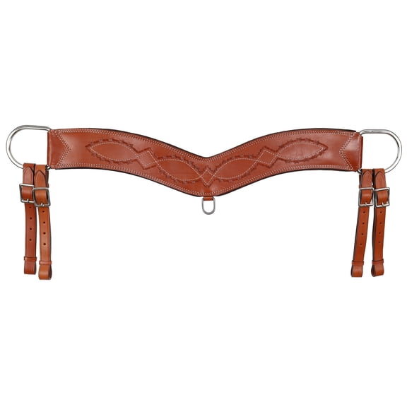Showman Barbwire Tooled Leather Tripping Collar