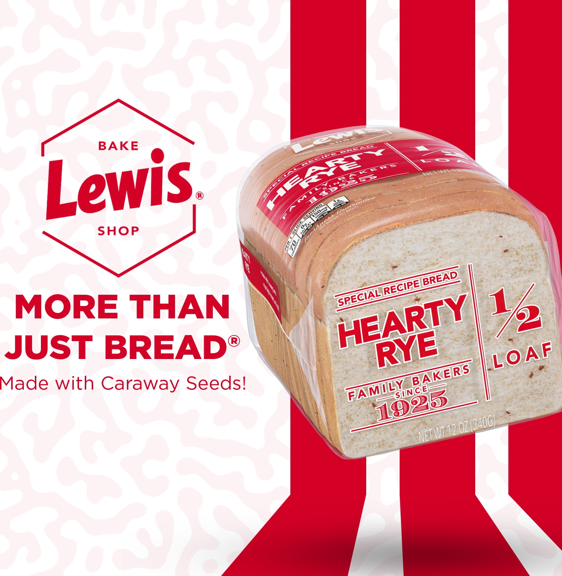 Lewis Bake Shop Hearty Rye Half Loaf Bread, 1/2 Loaf, 12 oz