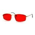 thumbnail image 2 of Mens Retro Vintage Style Narrow Trianglular Metal Rim Sunglasses Gold Red, 2 of 4