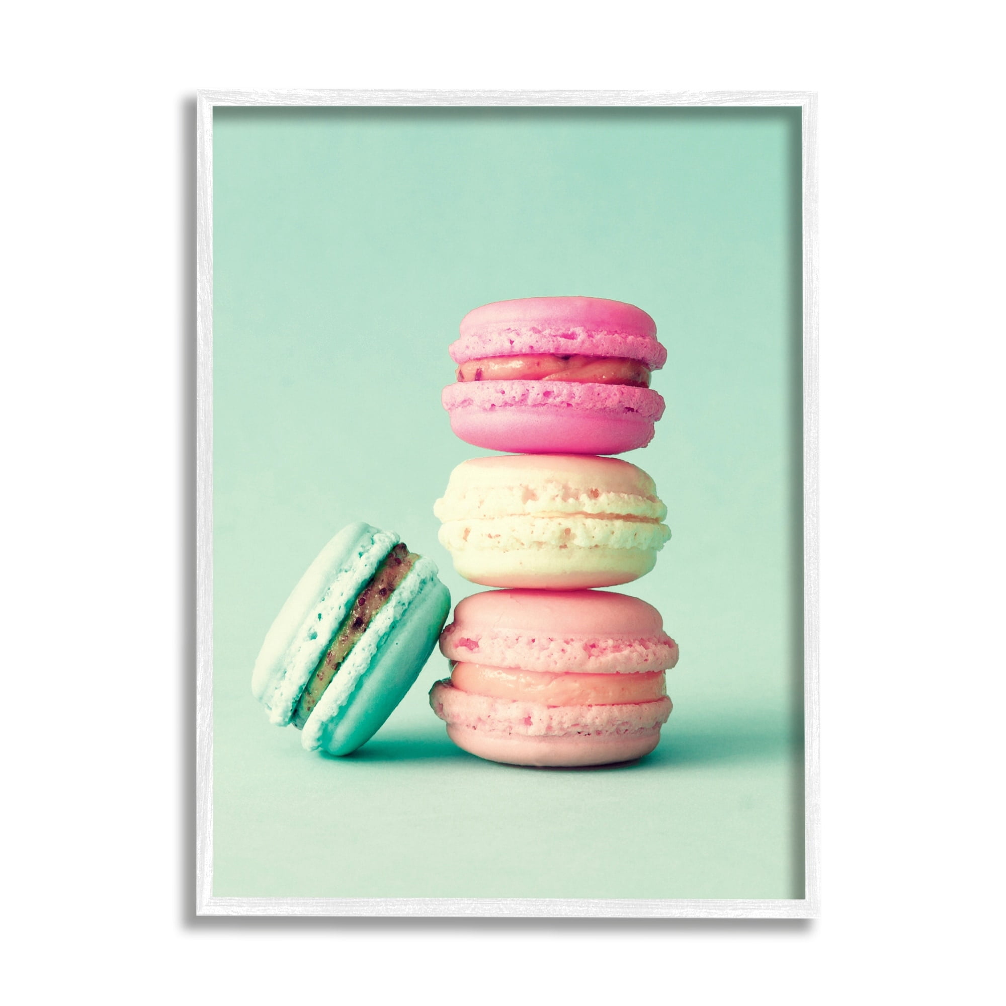 Stupell Industries Pastel Macaron Cookie Dessert Turquoise Background, 24 x 30, Design by Incado