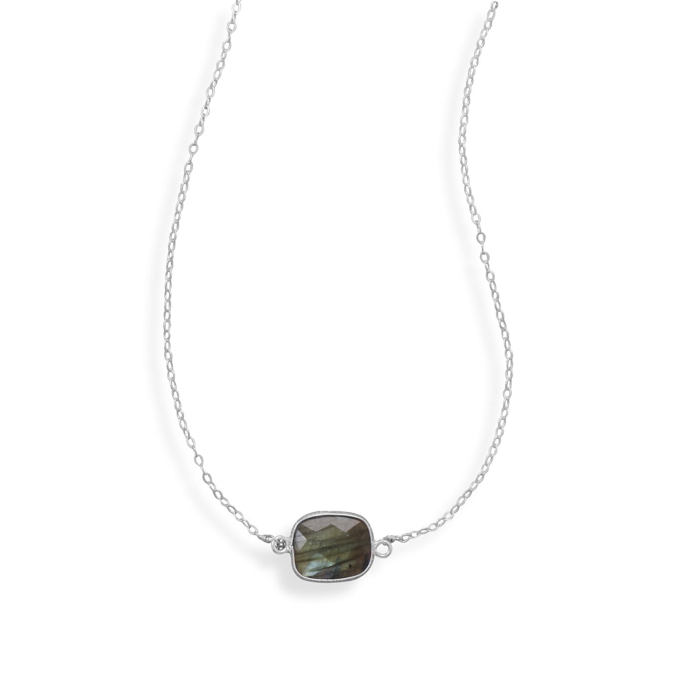 925 Sterling Silver Labradorite Necklace 16 Length 925 Sterling Silver Labradorite Necklace 16 Length