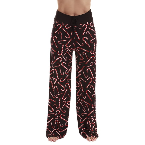 Just Love Women Buffalo Plaid Pajama Pants Sleepwear (Black Candy Cane, X-Small)