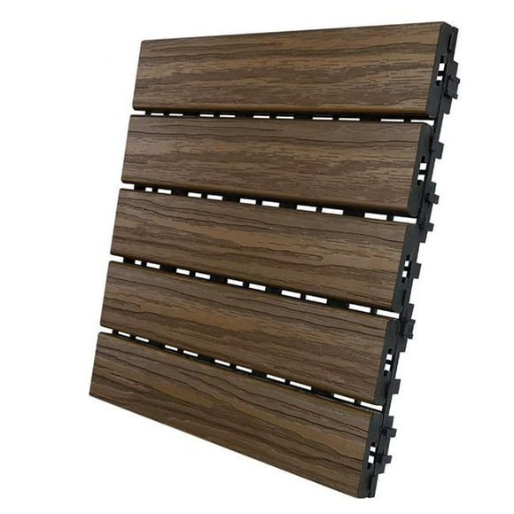 6 sq. ft. 12 x 12 in. Walnut Composite Balcony & Deck Tiles - Pack of 6