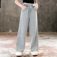 thumbnail image 2 of Nilvkv Girls Jeans, Jeans for Girls, High Waist Slim Wide Leg Stretchy Denim Pants Casual Summer Daily Wear Blue 13-14 Years, 2 of 8