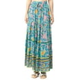 thumbnail image 3 of Women's Floral Printed Elastic Waist A Line Bohemian Midi Maxi Skirt, 3 of 6
