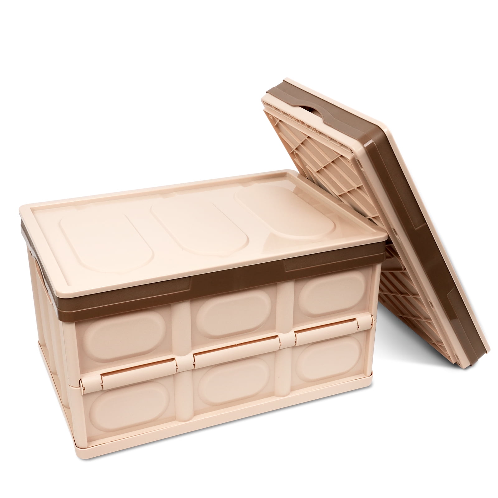 Pack of 2 Storage Bins with Lids Collapsible Plastic Crates Storage