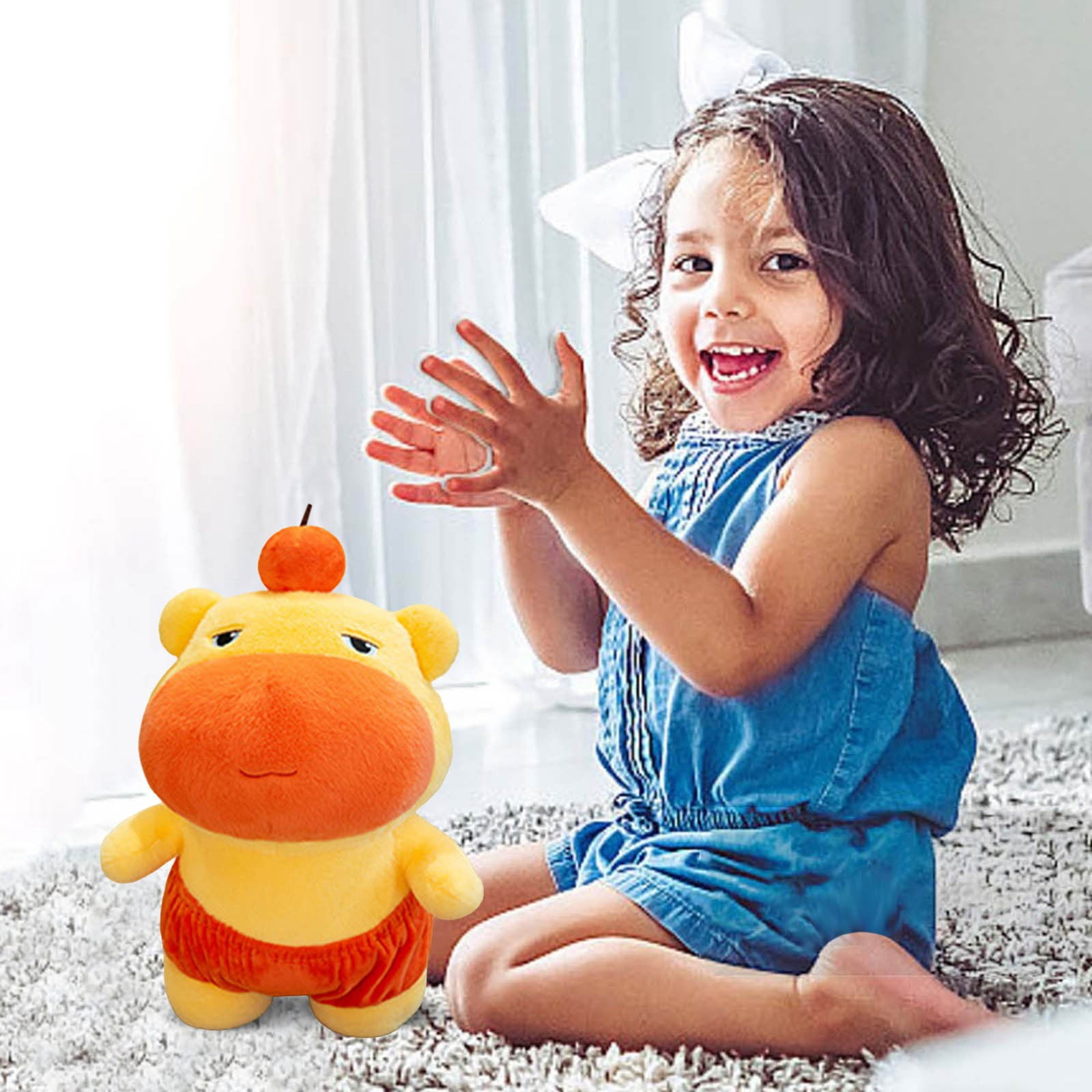 Musatteng Capybara Plush Toy for Kids - Soft Huggable Stuffed Animal with Removable Outfit, BPA-Free Cuddle Doll for Ages 3+